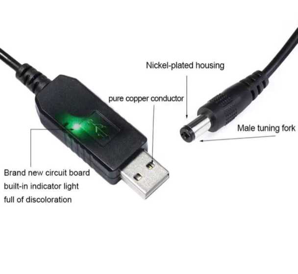 Cáp chuyển nguồn USB 5V ra DC 12V