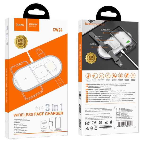 Đế Sạc Không Dây 3 in 1 Hoco CW24 Chính Hãng
